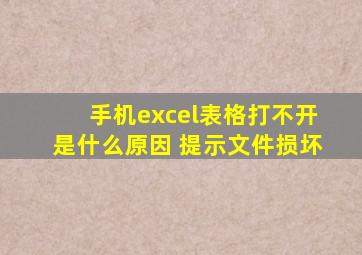 手机excel表格打不开是什么原因 提示文件损坏